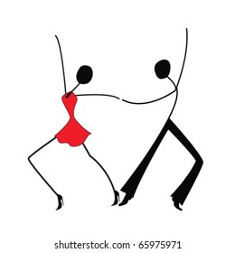 Dancing man and woman, stick figure