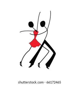 Dancing man and woman, stick figure