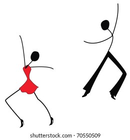 Dancing man and woman, stick figure