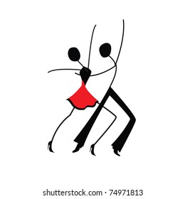 Dancing man and woman, stick figure