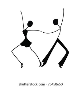 Dancing man and woman, stick figure