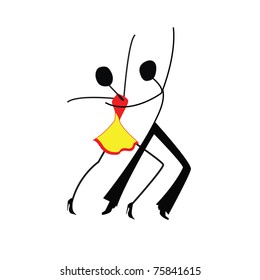 Dancing man and woman, stick figure