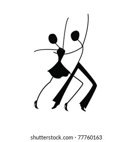 Dancing man and woman, stick figure