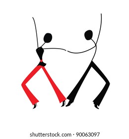 Dancing man and woman, stick figure