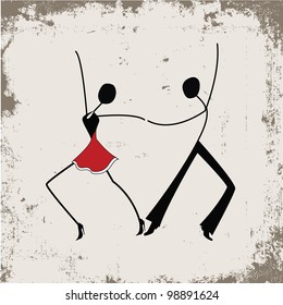 Dancing man and woman, stick figures