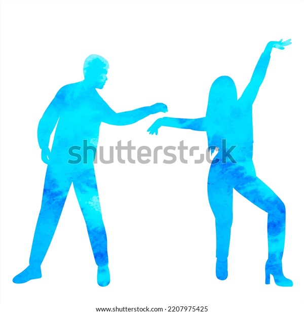 Dancing Man Woman Watercolor Silhouette On Stock Vector Royalty Free 2207975425 Shutterstock 8073