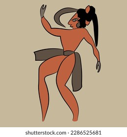 Bailando hombre maya. Arte nativo americano. Ilustración vectorial aislada.