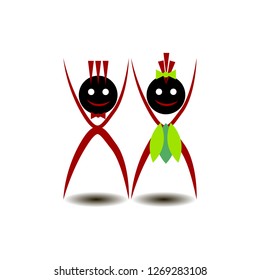 Dancing men, characters for cartoons, red black colors