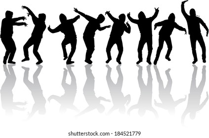 Dancing Men Silhouettes Stock Vector (Royalty Free) 184521779 ...