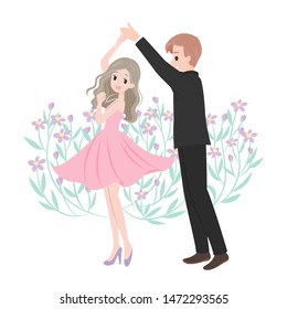 Dancing merriage couple cartoon character
