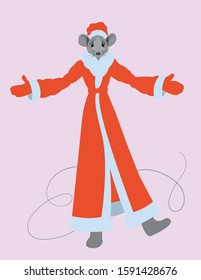 Dancing merry Santa Claus Rat welcoming The new year 2020