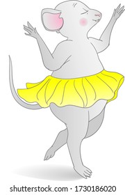 Dancing mice in yellow skirt, illustration