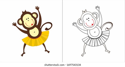dancing monkey baby coloring painting