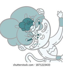 
The dancing monkey symbolizes the happiness of the animals because the habitat is maintained