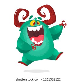 Dancing monster character illustration. Funny monster vector