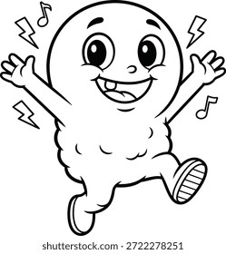 Monstruo bailando con notas musicales y relámpagos. Perfecto para libros de colorear preescolares, hojas de trabajo educativas, manualidades creativas de bricolaje y actividades de aprendizaje en la primera infancia.
