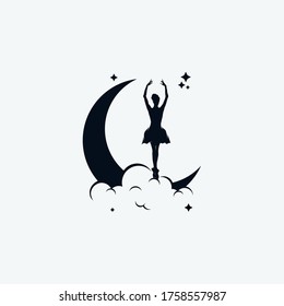 Dancing moon logo design template