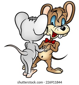 Dancing Mouses - Cartoon Illustration, Vector