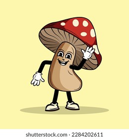 Dancing Mushroom-Charakter Cartoon Vektorgrafik