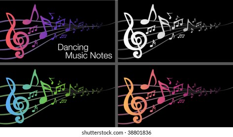 Dancing music notes