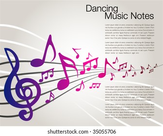 Dancing music notes template