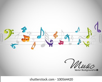 Dancing musical notes background or template over grey background, can be use as flyer, poster or banner for music party and other events. EPS 10, vector illustration.