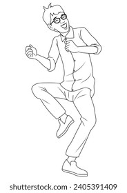 Un nerd bailarín en forma de contorno y vector.