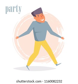 Dancing. Office party. Character Vector. Cartoon. Isolated art on white background. Flat