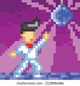 dancing on the party scene in pixel style
