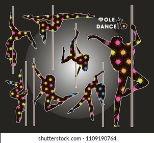 Dancing on the pylon. Vector illustration, EPS 10