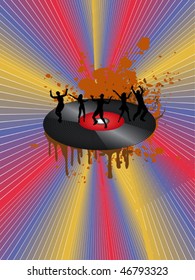 Dancing on the vinyl record with rainbow