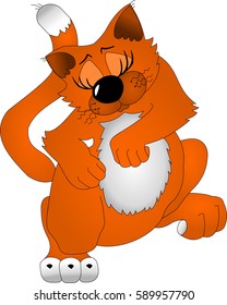 dancing orange cat with a white breast