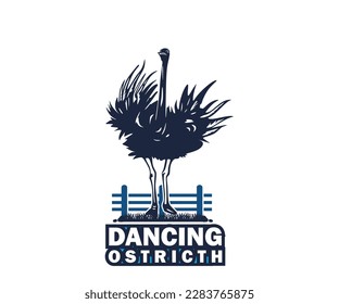 DANCING OSTRICh LOGO, great silhouette of big chicken vector illustrations