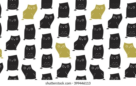 dancing owl seamless pattern