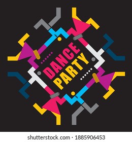 Dancing party, abstract decorative symbol.
Abstract decorative Illustration of dancing couple in the middle of a circle of dancers.Vector available.