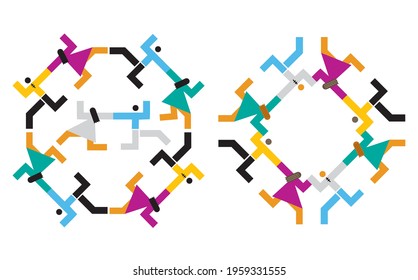 Dancing party, abstract decorative symbols.
Abstract decorative Illustrations of dancing couple in a circle.Vector available.