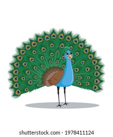 Dancing Peacock Cartoon Vector Illustration