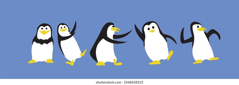 dancing penguin illustration for tshirt printing 