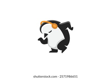 Dancing Penguin Logo – Fun Mascot for Music, Entertainment, or Kids Brand