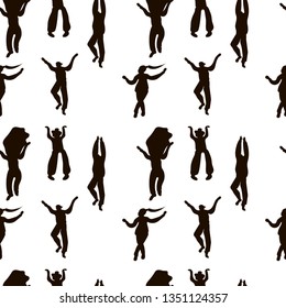 Dancing people background black pattern. Vector design