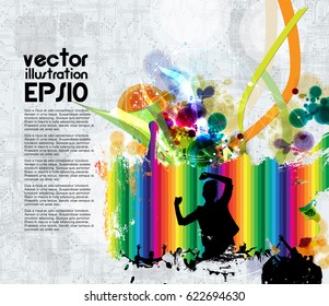 Dancing people. Background for music event poster or banner