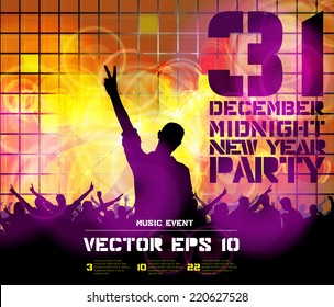 Dancing people, background for new year party event poster, vector