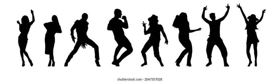 Dancing People Black Silhouettes Party Stock Vector (Royalty Free ...