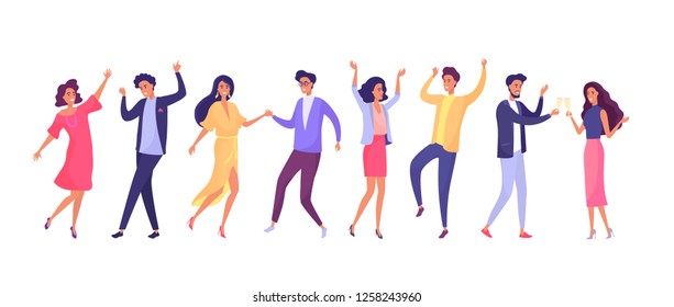 Dancing People Celebrating Holidays Party Vector Stock Vector (Royalty ...