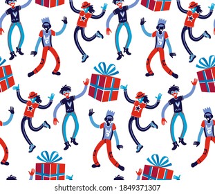 Dancing people characters. Seamless vector image