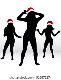 Dancing people. Christmas background .