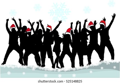 Dancing people. Christmas background .