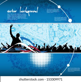 Dancing people. Concert crowd. Vector