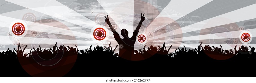 Dancing people. Concert. Vector 