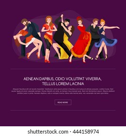 Dancing People, Dancer Bachata, Hiphop Salsa, Indian Ballet Strip, Rock and Roll, Break Flamenco, Tango Contemporary, Belly Dance Pictogram Icon style of design concept set